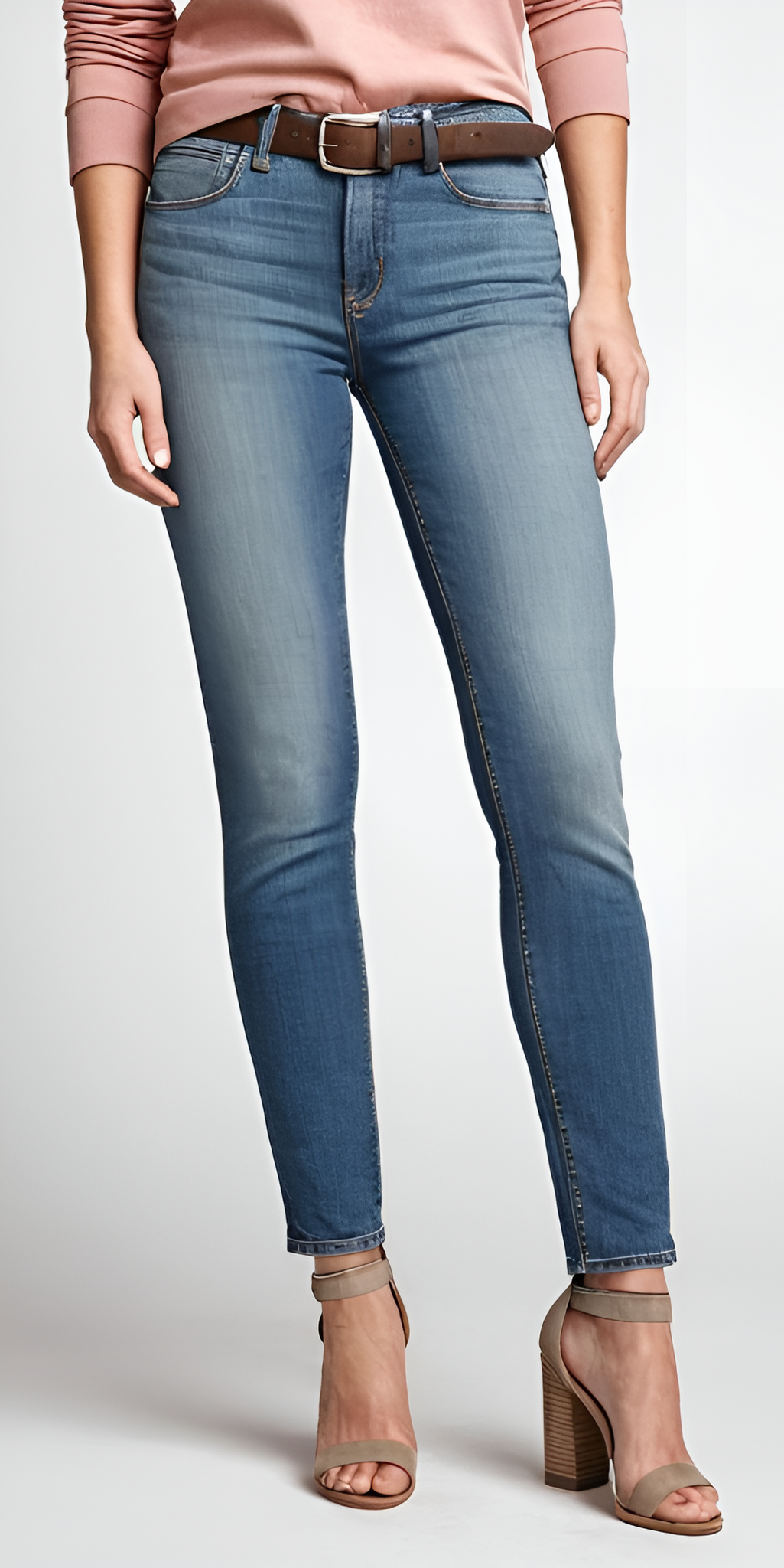 Modern skinny light blue stretchable jeans women