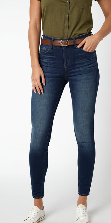 Women Regular Fit Full Length Dark Blue Lightly Faded Jeans